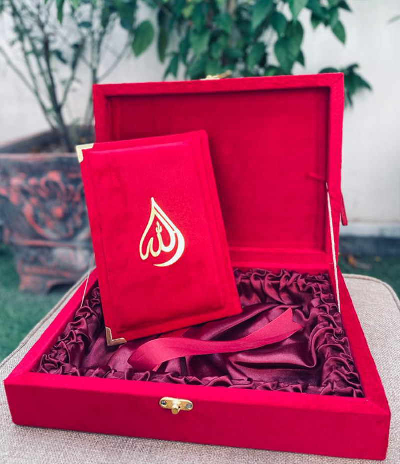 Velvet Fancy Quran with Rehl Box - Online Islamic Store
