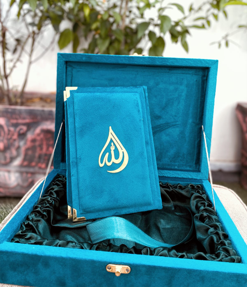 Velvet Fancy Quran with Rehl Box - Online Islamic Store